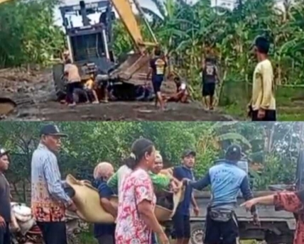 Alat Berat Grader Proyek Jalan Tamban Catur Makan Korban Ibu dan Anak Tewas Terlindas
